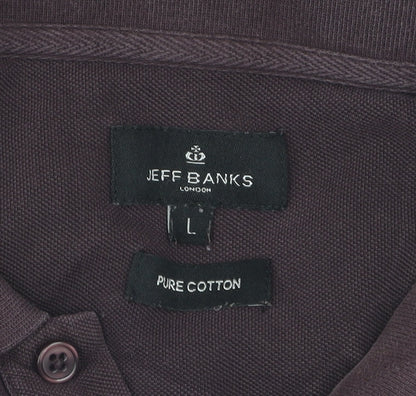 Jeff Banks Men's Purple Cotton Polo Shirt L