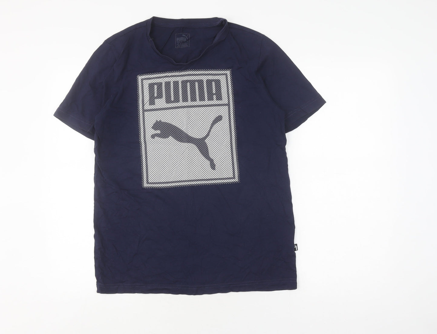 Puma Men's Blue Graphic Print T-Shirt, Size S