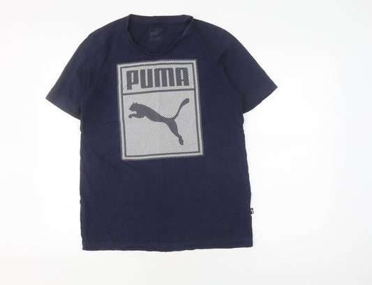 Puma Men's Blue Graphic Print T-Shirt, Size S