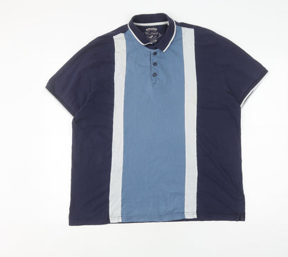 Red Herring Men's XL Blue Colourblock Slim Polo