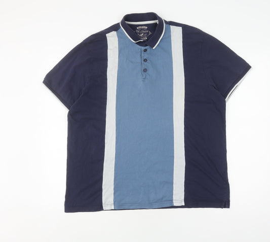 Red Herring Men's XL Blue Colourblock Slim Polo