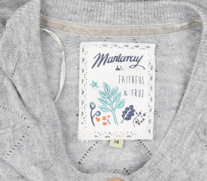 Womens UK Size 14 Mantaray Grey Cardigan Jumper