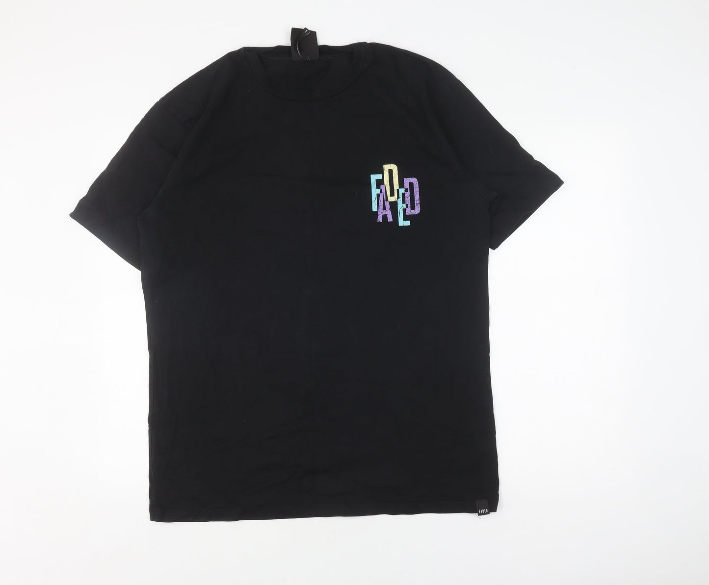 Faded Black Graphic T-Shirt for Men - Size L