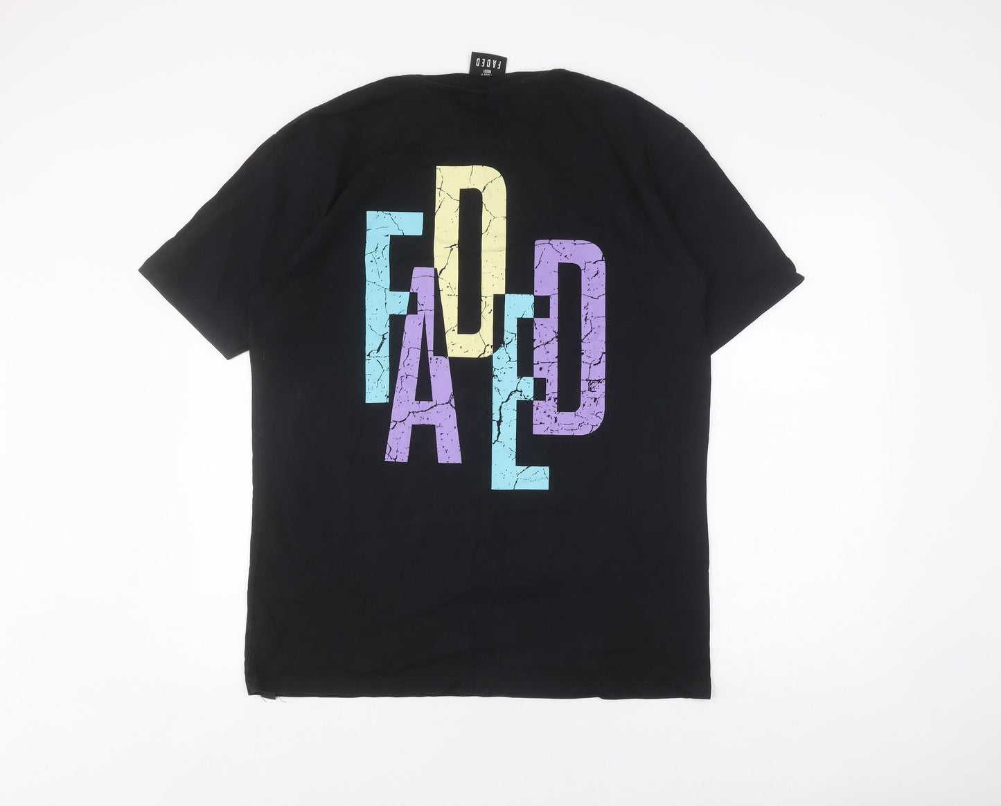 Faded Black Graphic T-Shirt for Men - Size L