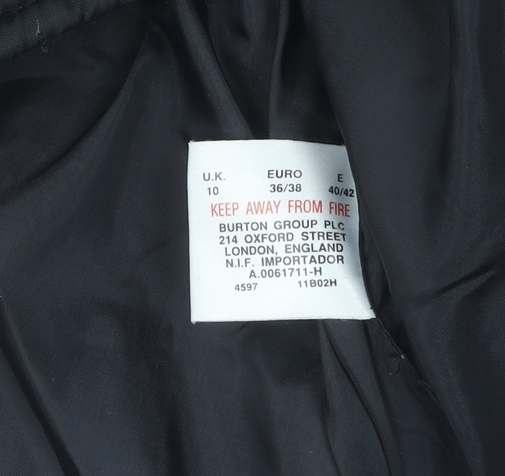 Womens UK Size 10 Topshop Black Puffer Jacket