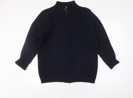 Marks and Spencer Men's Blue Full Zip Jumper S