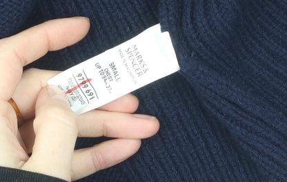 Marks and Spencer Men's Blue Full Zip Jumper S