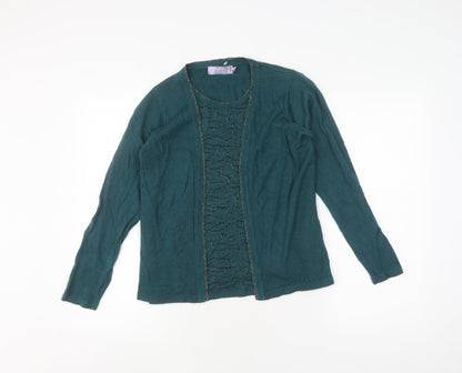 Honor Millburn Women's Green Cardigan S Round Neck Knit