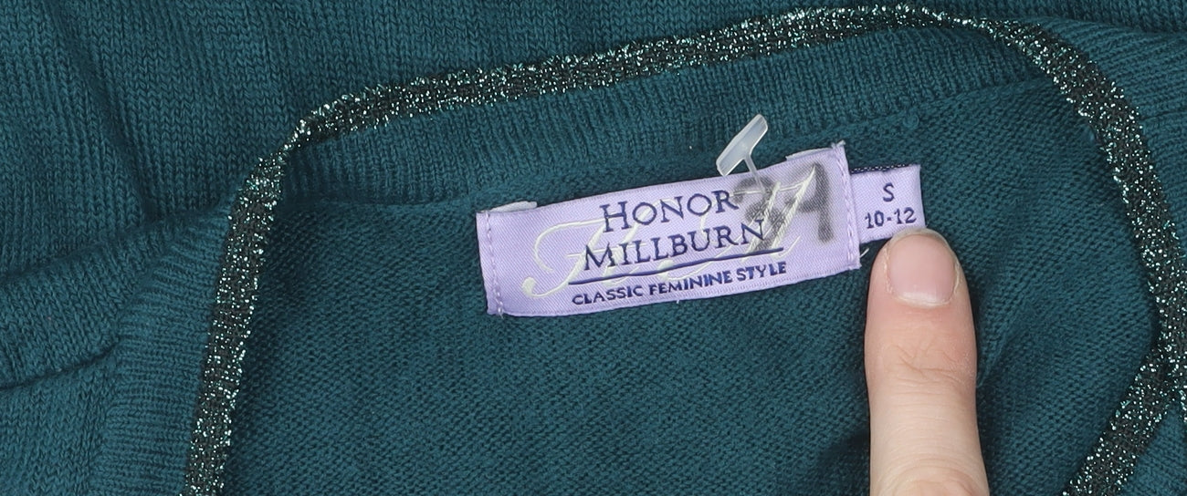 Honor Millburn Women's Green Cardigan S Round Neck Knit