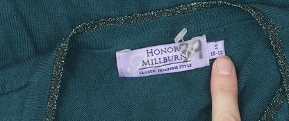 Honor Millburn Women's Green Cardigan S Round Neck Knit