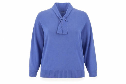 Front view of Honor Millburn Women's Blue High Neck Jumper, size 22