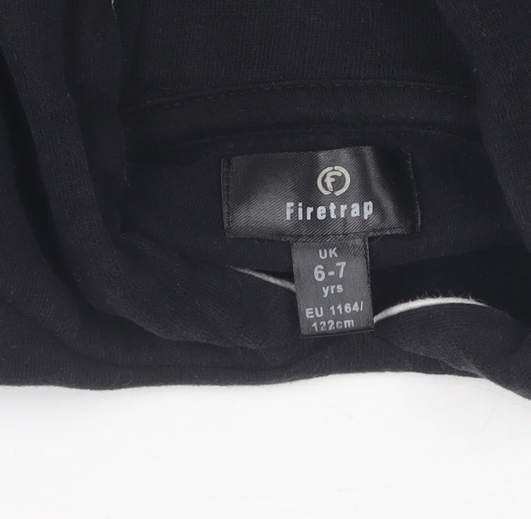 Firetrap Girls Black Pullover Hoodie 6-7 Years Cotton