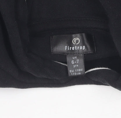 Firetrap Girls Black Pullover Hoodie 6-7 Years Cotton