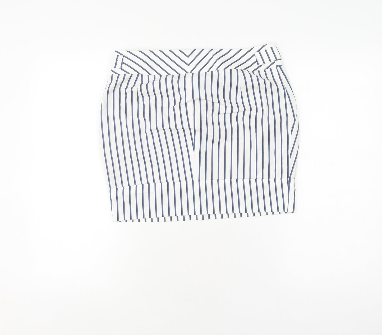 Karen Millen Women’s White Blue Striped Pencil Skirt