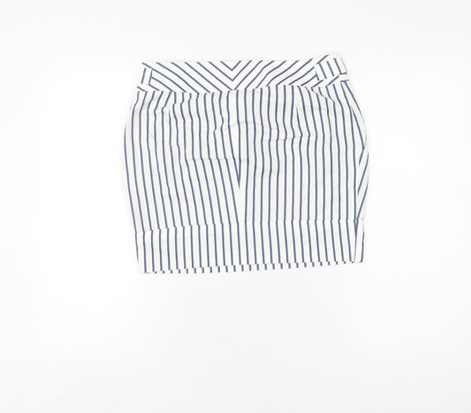 Karen Millen Women’s White Blue Striped Pencil Skirt