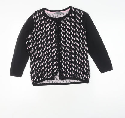 Laura Ashley Women's Black Cardigan, Size 12, Geometric Knit