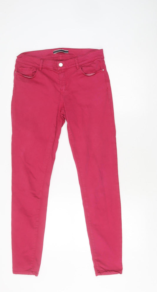 Massimo Dutti Women's Pink Skinny Trousers Size 10