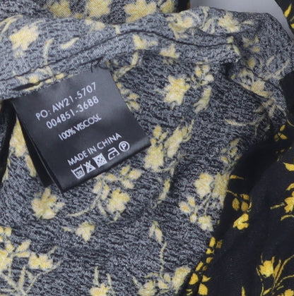 Hush Women's Black Floral Blouse, Size 10, Long Sleeve