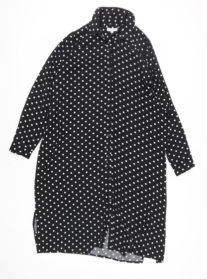 JoJo Maman Bébé Women's Black Polka Dot Shirt Dress Size 10