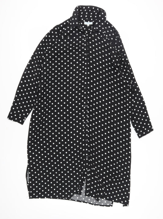 JoJo Maman Bébé Women's Black Polka Dot Shirt Dress Size 10