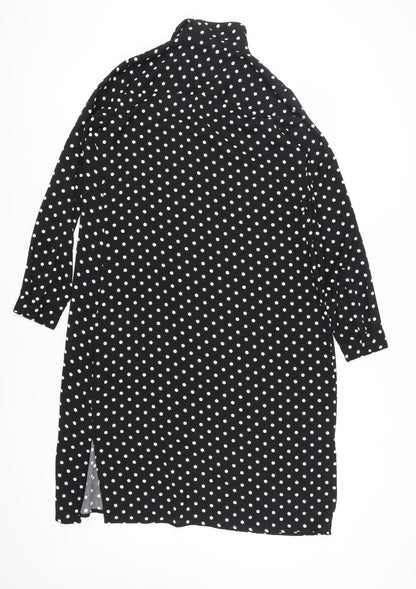 JoJo Maman Bébé Women's Black Polka Dot Shirt Dress Size 10