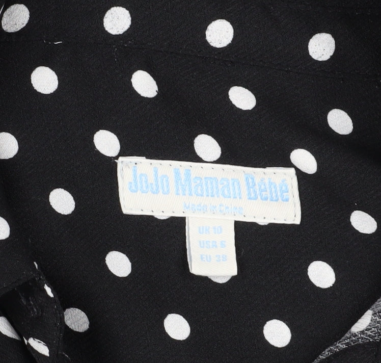 JoJo Maman Bébé Women's Black Polka Dot Shirt Dress Size 10