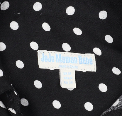 JoJo Maman Bébé Women's Black Polka Dot Shirt Dress Size 10