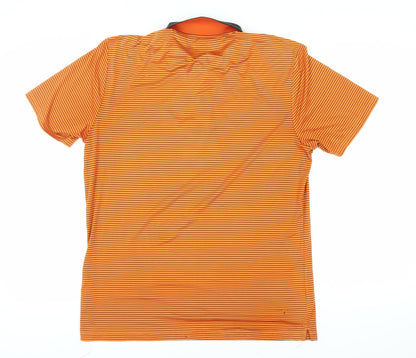 Calvin Klein Men's Orange Striped Polo L