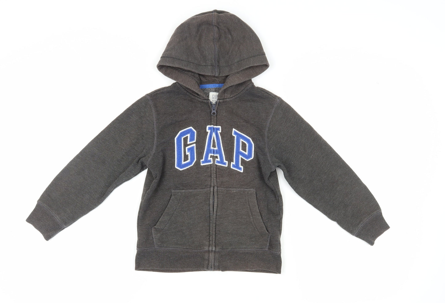 GAP Boys Black Full Zip Hoodie S - Logo, Hooded, Cotton Blend