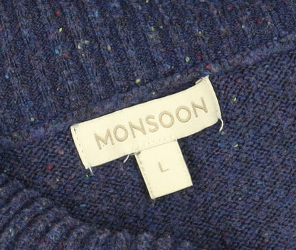 Womens UK Size L Monsoon Blue Pullover Jumper