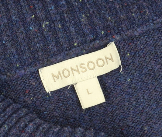 Womens UK Size L Monsoon Blue Pullover Jumper