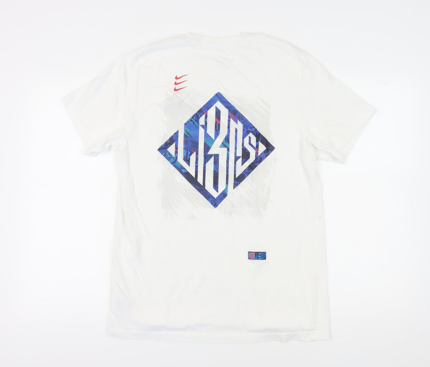 Nike Men's White Graphic Print T-Shirt, Size L