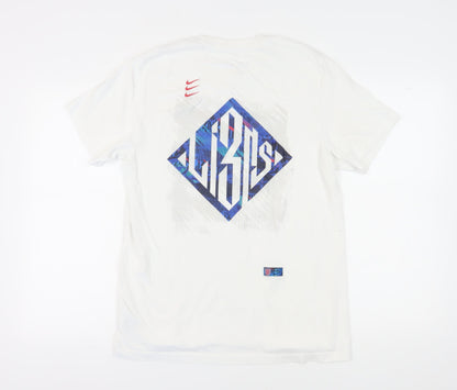 Nike Men's White Graphic Print T-Shirt, Size L