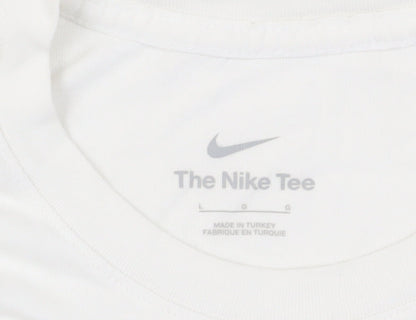 Nike Men's White Graphic Print T-Shirt, Size L