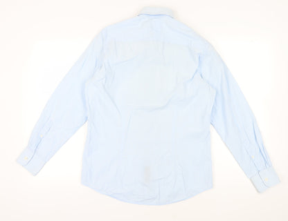 Savile Row Men's Blue Slim Fit Long Sleeve Dress Shirt