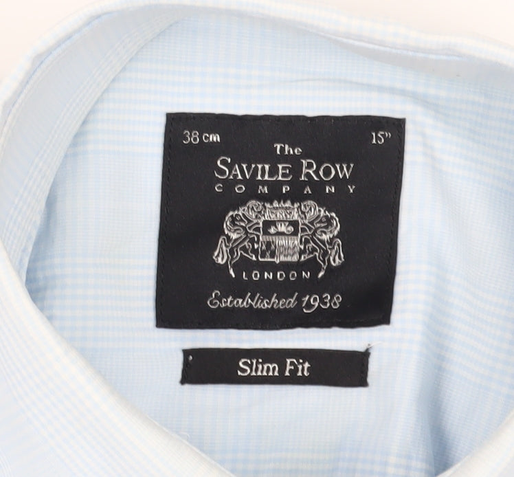 Savile Row Men's Blue Slim Fit Long Sleeve Dress Shirt