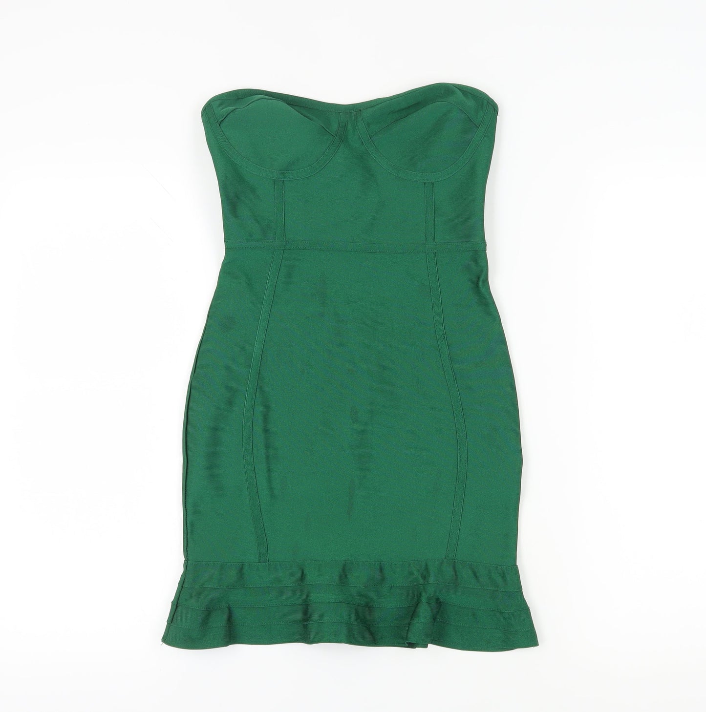 PrettyLittleThing Green Bodycon Dress, Size 6, Party
