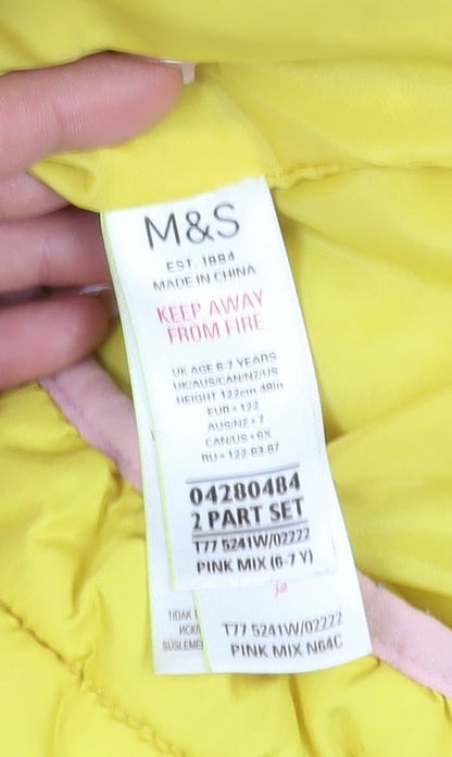 Marks & Spencer Girls Yellow Puffer Jacket 6-7 Years