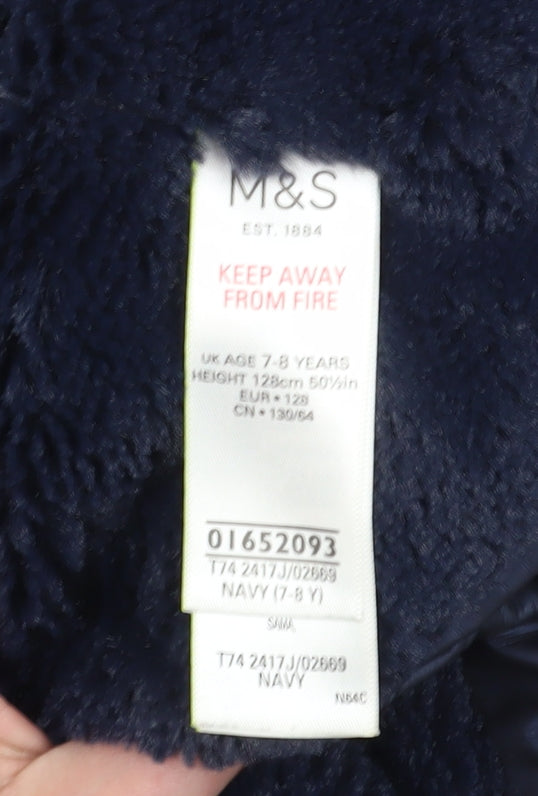 Marks and Spencer Girls Blue Hooded Parka Coat 7-8 Years