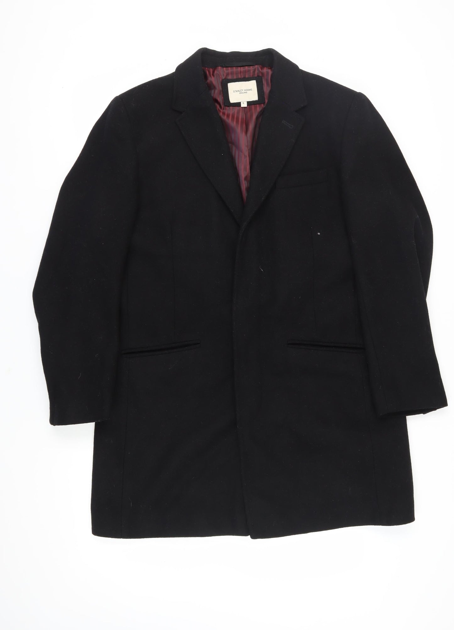 Mens UK Size L Stanley Adams Black Overcoat