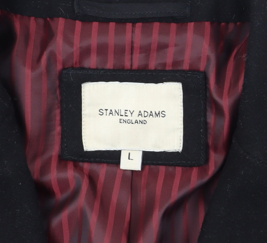Mens UK Size L Stanley Adams Black Overcoat