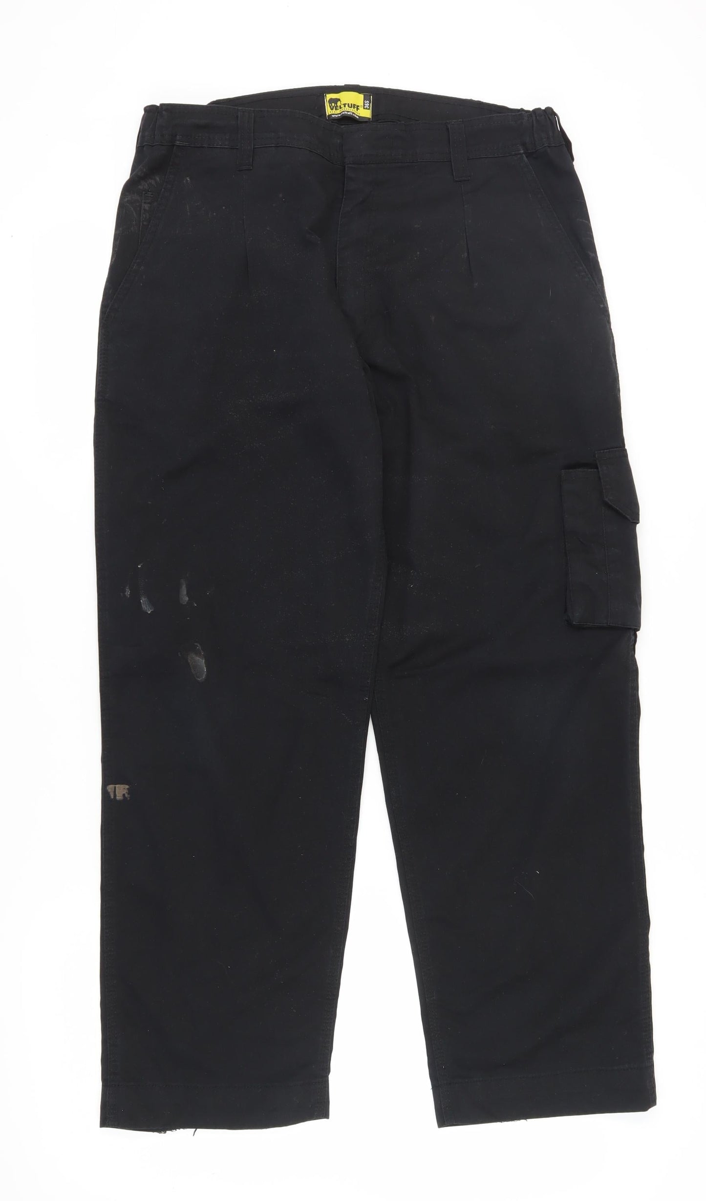 Veltuff Men's Black Cargo Trousers, Size 36