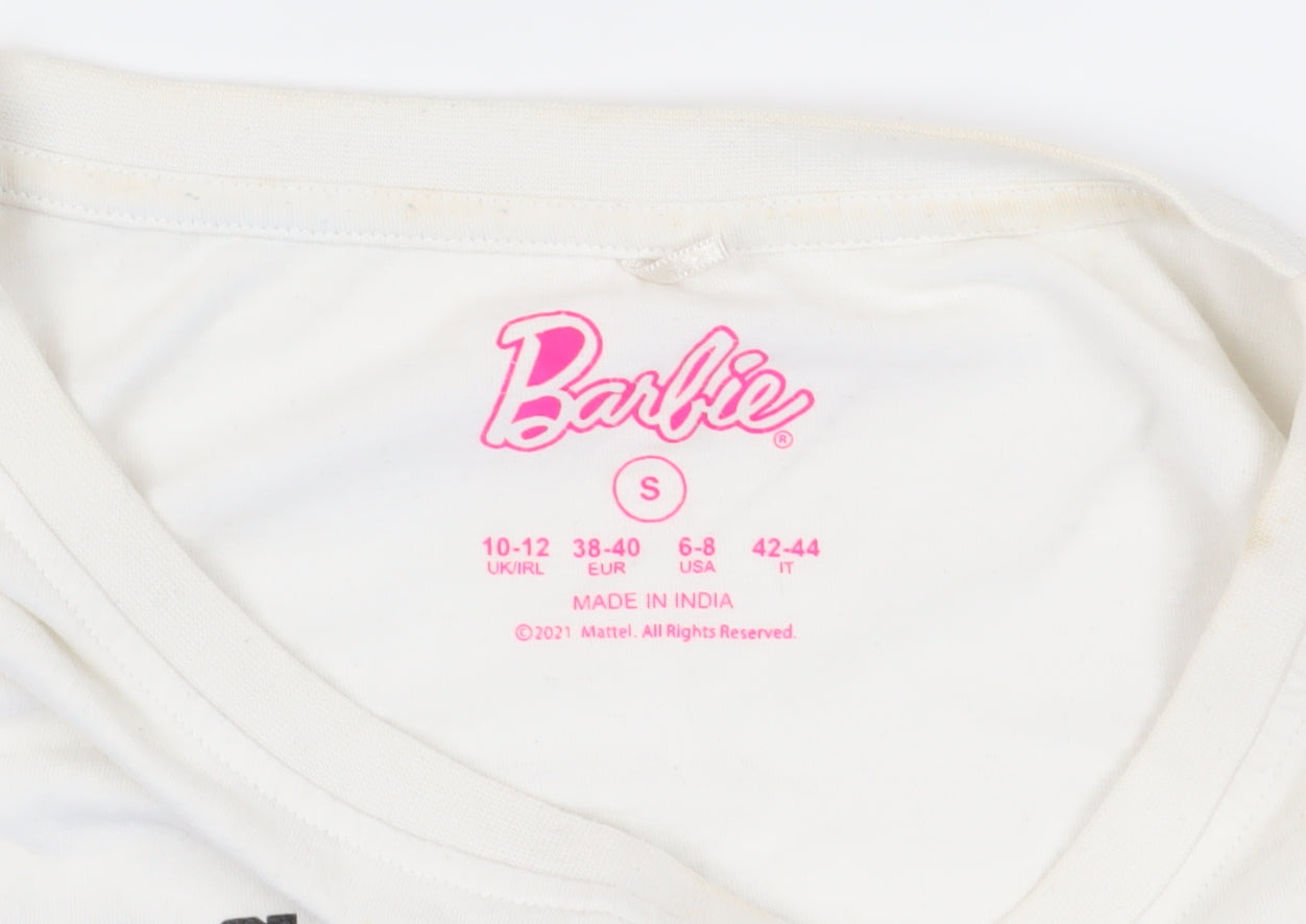 Barbie Women's Beige T-Shirt, Size S, Cotton, Casual Wear