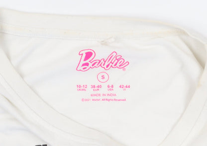 Barbie Women's Beige T-Shirt, Size S, Cotton, Casual Wear