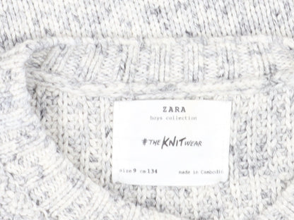 Zara Unisex Kids Grey Knit Jumper - Size 9 Years