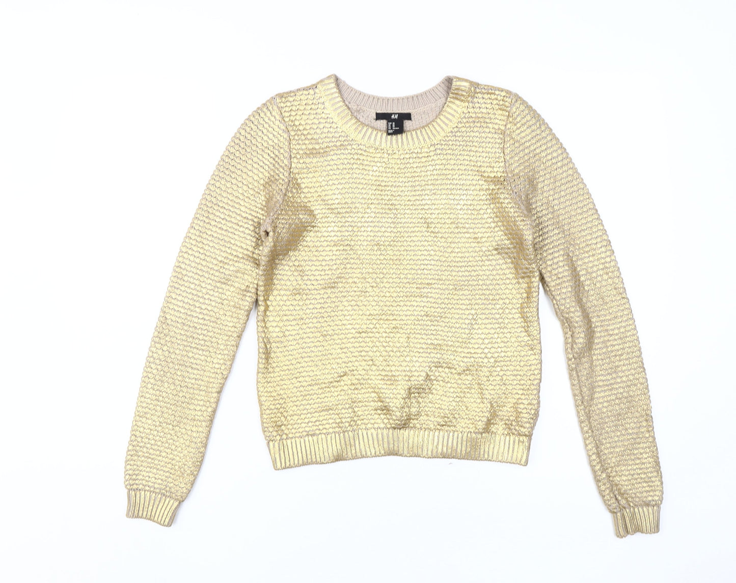 Womens UK Size XS H&M Gold Pullover Jumper