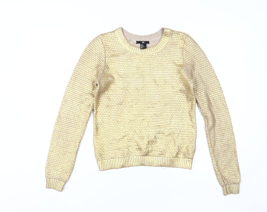 Womens UK Size XS H&M Gold Pullover Jumper