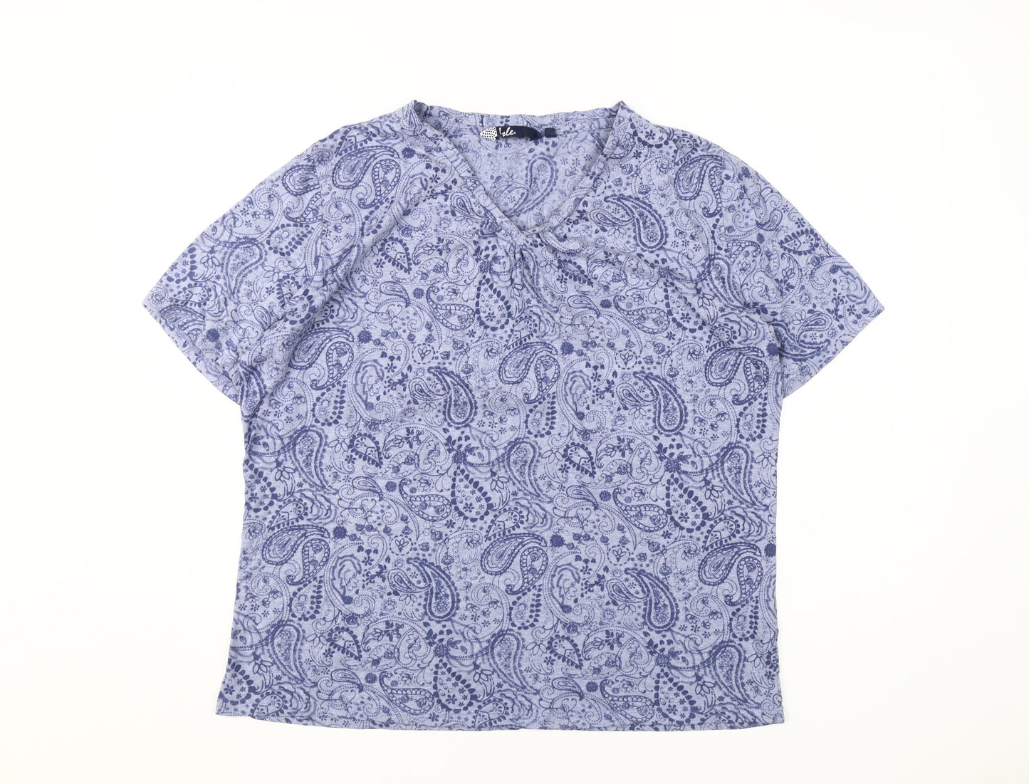 Isle Women's Blue Paisley T-Shirt, L, Classic Casual
