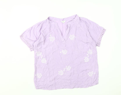 Womens UK Size 14 Cotton Traders Purple Tunic Blouse