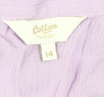 Womens UK Size 14 Cotton Traders Purple Tunic Blouse